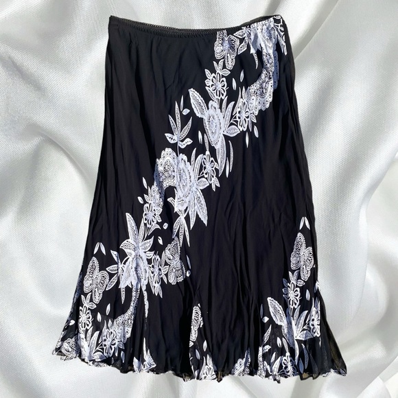 Y2k grunge fairy embellished floral midi skirt - Picture 1 of 5